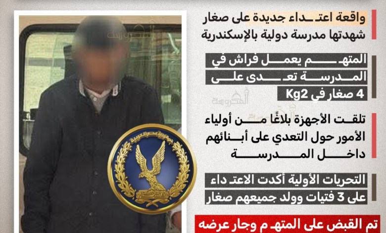 صدمة في مدرسة دولية بالإسكندرية.. اعتداء فراش على 4 أطفال في KG2