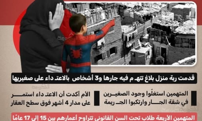 واقعة تهز إمبابة.. التحقيق في اتهام 4 طلاب بالتعدي على طفلين داخل شقة جار