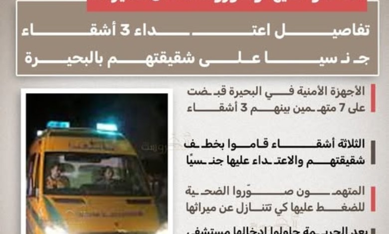 صدمة في البحيرة.. 3 أشقاء يخطفون شقيقتهم ويعتدون عليها من أجل الميراث