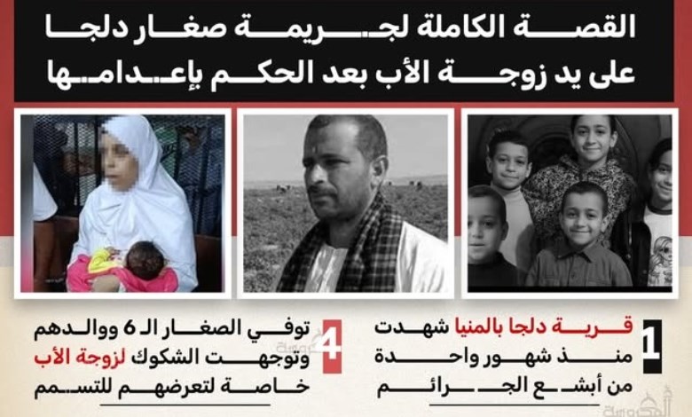 مأساة دلجا بالمنيا.. زوجة الأب تقتل زوجها وصغاره بسبب الغيرة