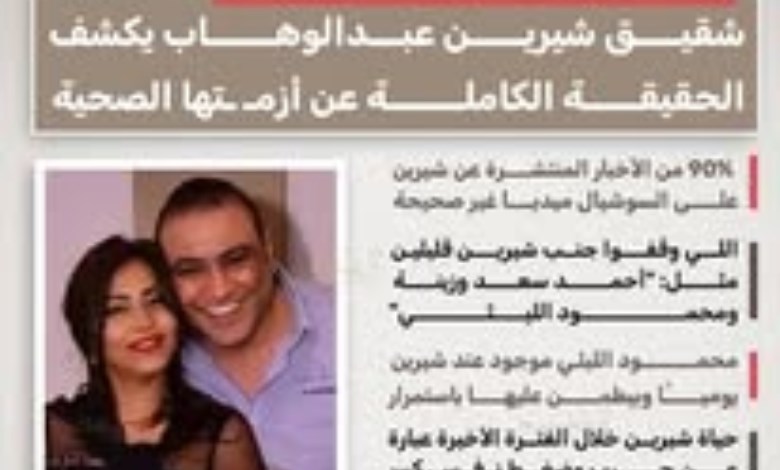 شقيق شيرين عبد الوهاب يكشف كواليس أزمتها الصحية: 90% من الأخبار غير صحيحة