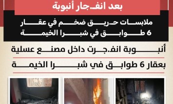 بعد انفجار أنبوبة.. ملابسات حريق ضخم في عقار 6 طوابق بشبرا الخيمة