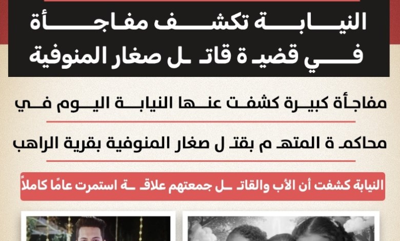 علاقة محرّمة تكشف دافع الجريمة.. مفاجأة النيابة في قضية قاتل صغار المنوفية