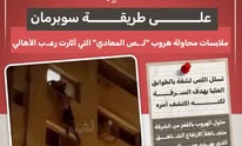 على طريقة "سوبرمان".. ملابسات محاولة هروب «لص المعادي» التي أثارت الذعر بين الأهالي