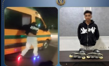 ضبط طالب عرض حياته للخطر بالتشبث بسيارة إسعاف في العاشر من رمضان