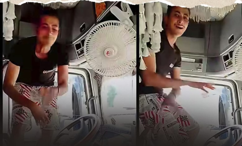 «سايب السواقة وبيرقص».. فيديو صادم يوثق استهتار سائق تريلا وتعريضه حياه المواطنين للخطر