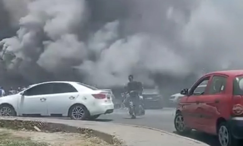 حريق في محل موبايلات